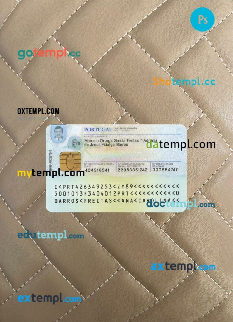Portugal ID card editable PSD files, scan look and photo-realistic look, 2 in 1, 2024-present - Image 2