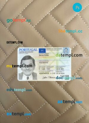 Portugal ID card editable PSD files, scan look and photo-realistic look, 2 in 1, 2024-present