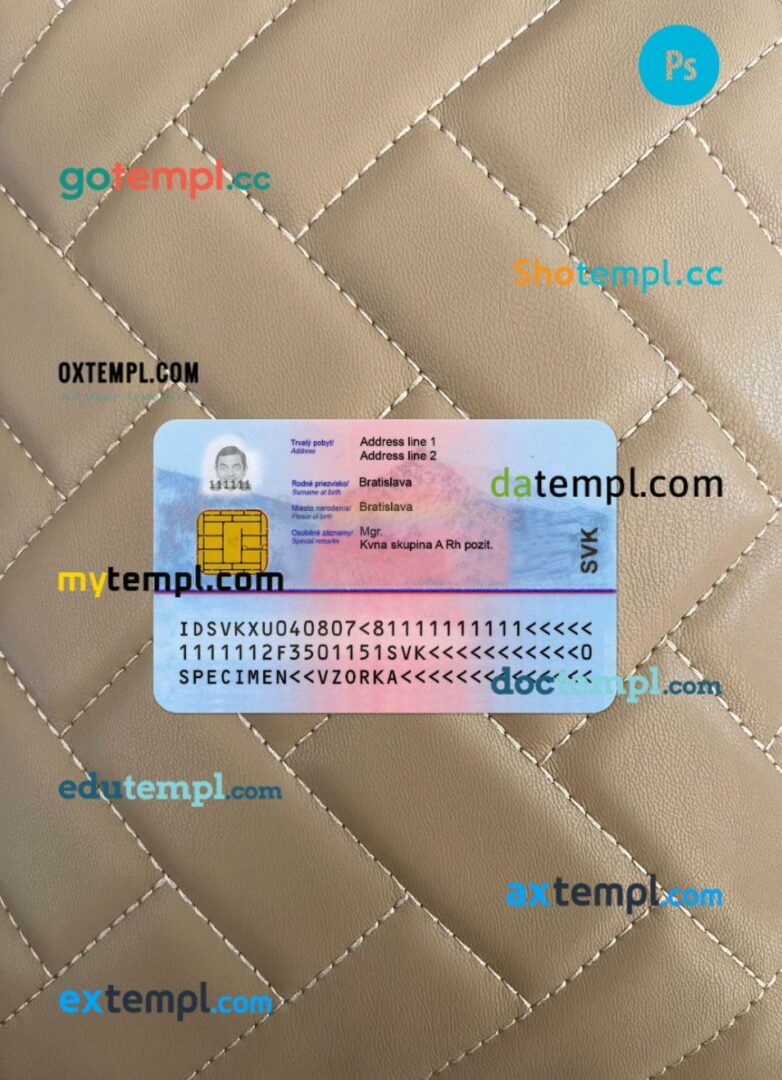 Slovakia ID card editable PSD files, scan look and photo-realistic look, 2 in 1, 2025-present - Image 2