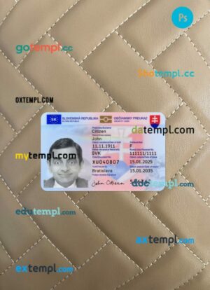 Slovakia ID card editable PSD files, scan look and photo-realistic look, 2 in 1, 2025-present