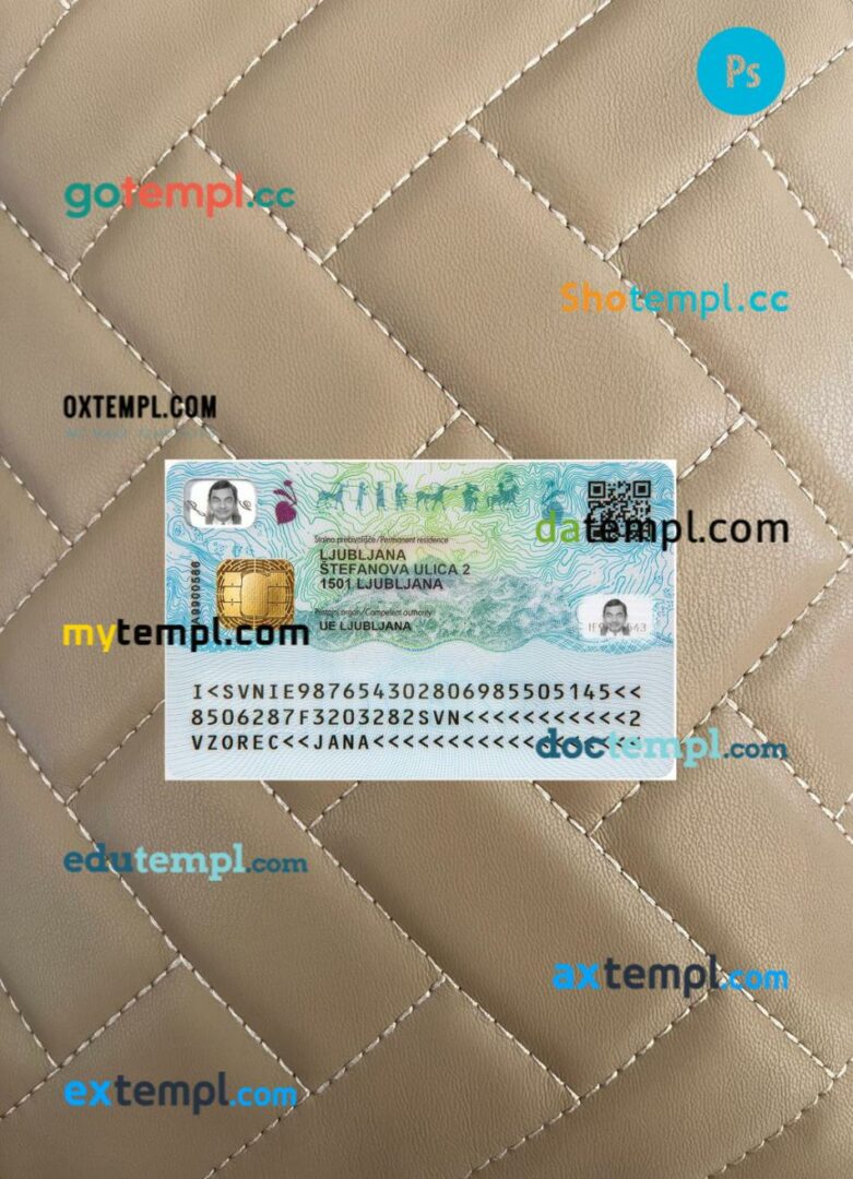 Slovenia ID card editable PSD files, scan look and photo-realistic look, 2 in 1, 2022-present - Image 2