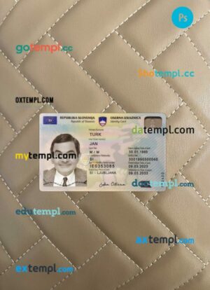 Slovenia ID card editable PSD files, scan look and photo-realistic look, 2 in 1, 2023-present
