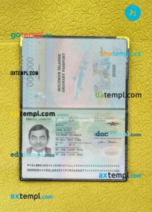 Solomon Islands passport editable PSD files with address page, scan and photo-realistic look