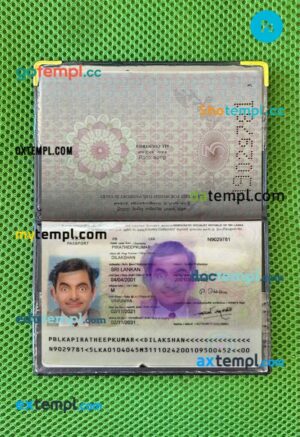 Sri Lanka passport editable PSD files with address page, scan and photo-realistic look, 2021-present