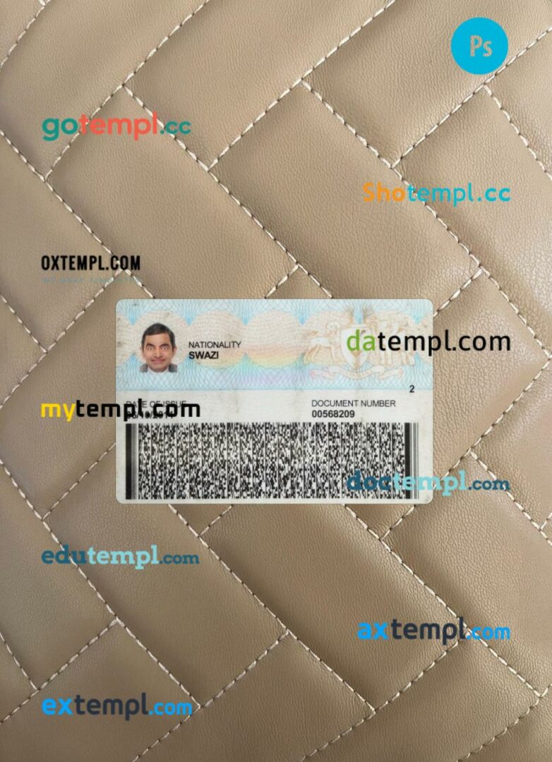 Swaziland national ID card editable PSD files, scan look and photo-realistic look, 2 in 1 - Image 2