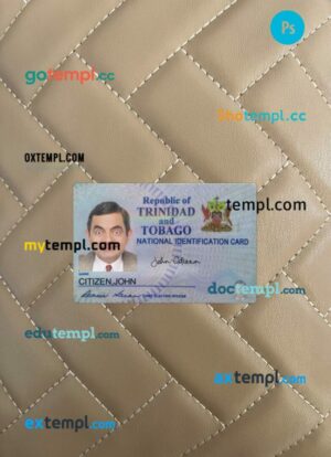 Trinidad and Tobago ID card editable PSD files, scan look and photo-realistic look, 2 in 1, 2016-present