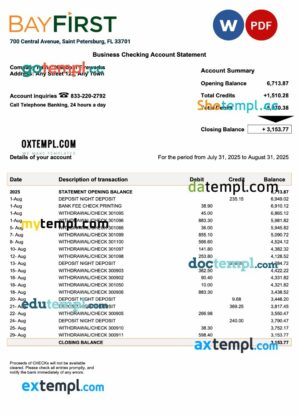 USA Bay First organization statement Word and PDF template