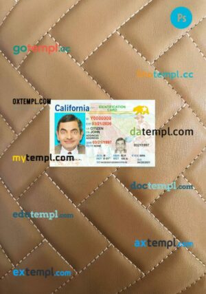 USA California ID card editable PSD files, scan look and photo-realistic look, 2 in 1, 2021-present