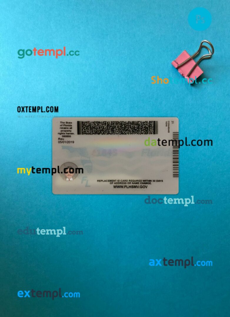 USA Florida ID card editable PSD files, scan look and photo-realistic look, 2 in 1 - Image 2