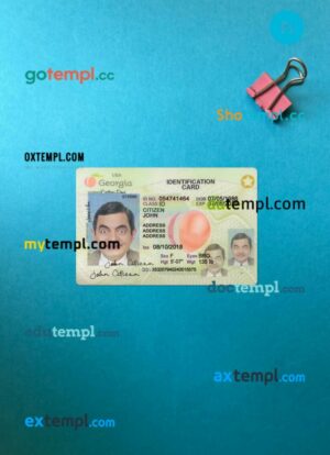 USA Georgia ID card editable PSD files, scan look and photo-realistic look, 2 in 1, 2018-present