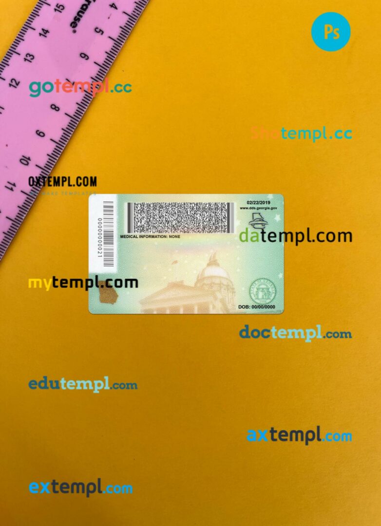 USA Georgia ID card editable PSD files, scan look and photo-realistic look, 2 in 1, version 2 - Image 2