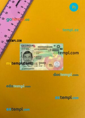 USA Georgia ID card editable PSD files, scan look and photo-realistic look, 2 in 1, version 2