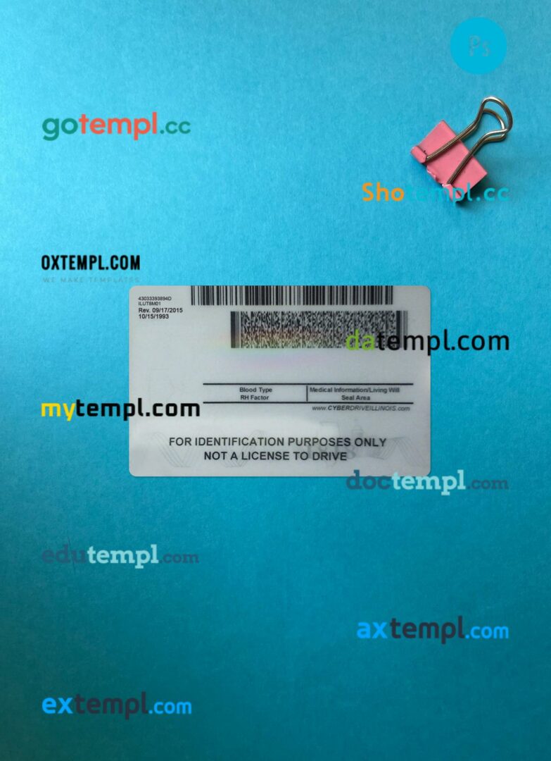 USA Illinois ID card editable PSD files, scan look and photo-realistic look, 2 in 1 - Image 2