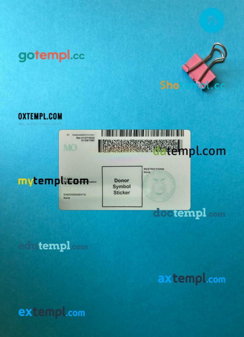 USA Missouri ID card editable PSD files, scan look and photo-realistic look, 2 in 1 - Image 2