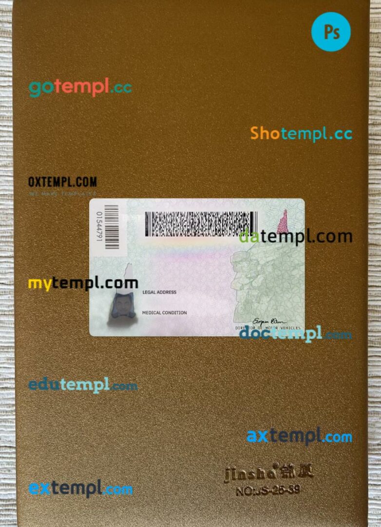 USA New Hampshire ID card editable PSD files, scan look and photo-realistic look, 2 in 1 - Image 2