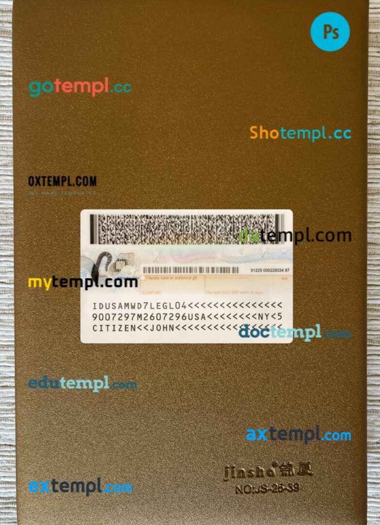 USA New York ID card editable PSD files, scan look and photo-realistic look, 2 in 1, 2022-present - Image 2