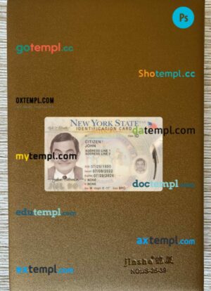 USA New York ID card editable PSD files, scan look and photo-realistic look, 2 in 1, 2022-present