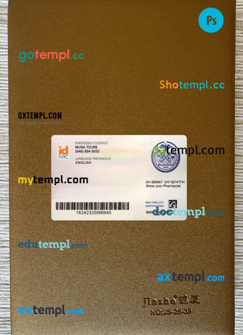 USA New York new ID card editable PSD files, scan look and photo-realistic look, 2 in 1 - Image 2