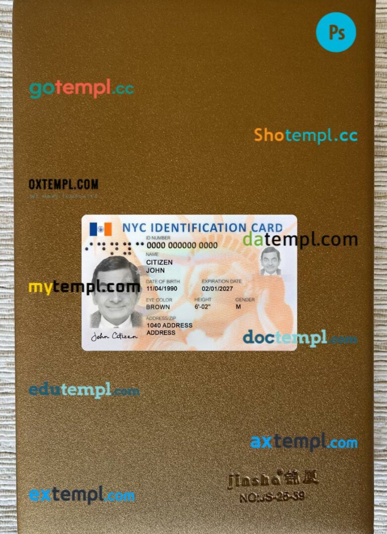 USA New York new ID card editable PSD files, scan look and photo-realistic look, 2 in 1
