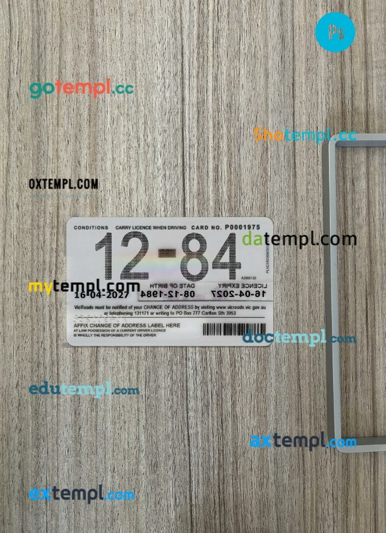 Australia Victoria state probationary driving license PSD files, scan look and photographed image, 2 in 1 - Image 2