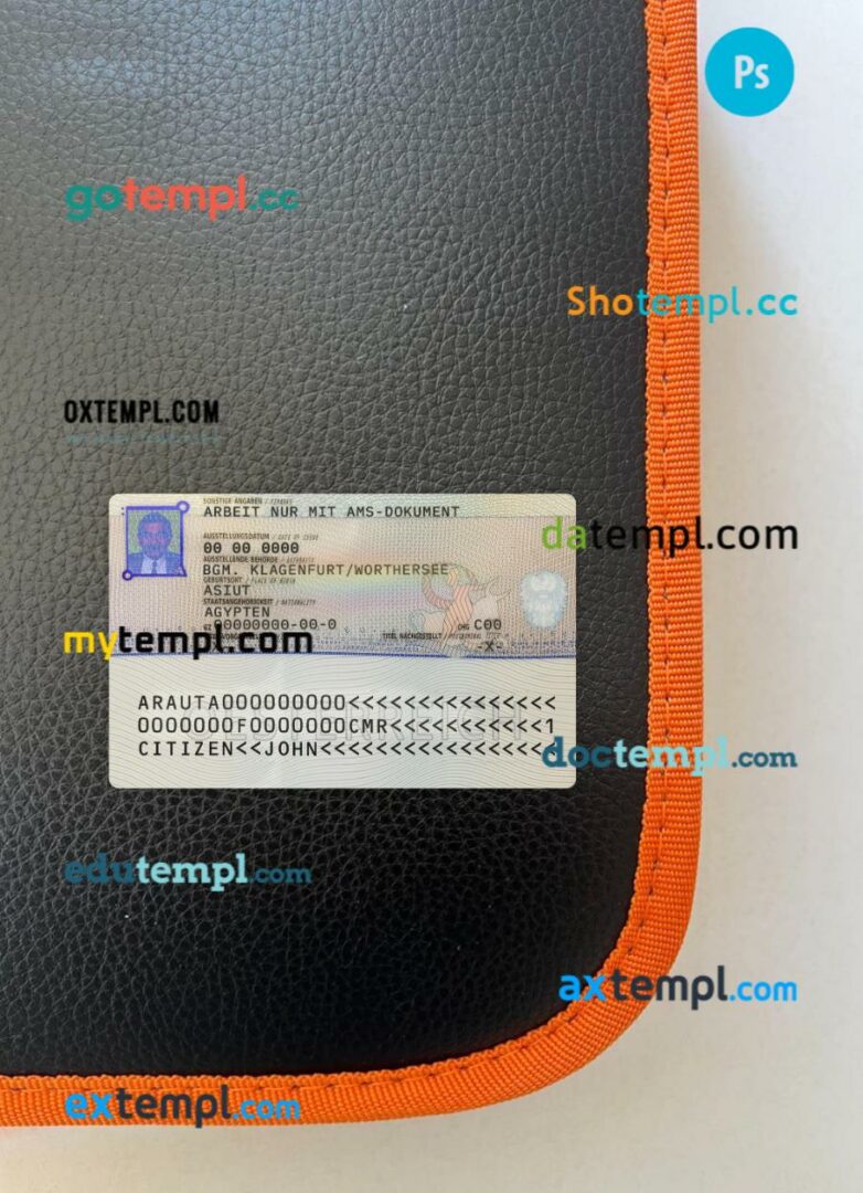 Austria residence permit editable PSD files, scan look and photo-realistic look, 2 in 1, 2023-present - Image 2