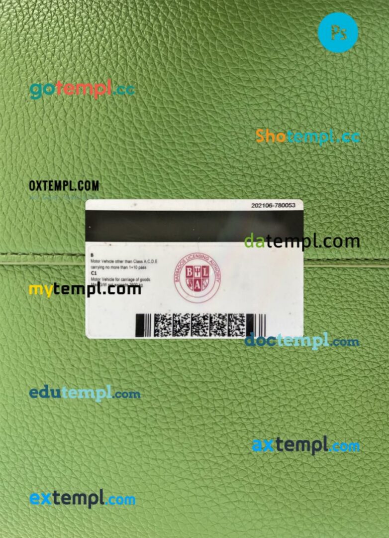 Barbados driving license PSD files, scan look and photographed image, 2 in 1 - Image 2