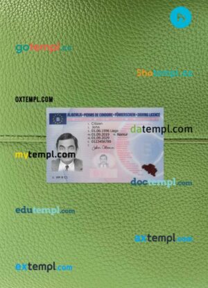 Belgium driving license PSD files, scan look and photographed image, 2 in 1, 2019-present