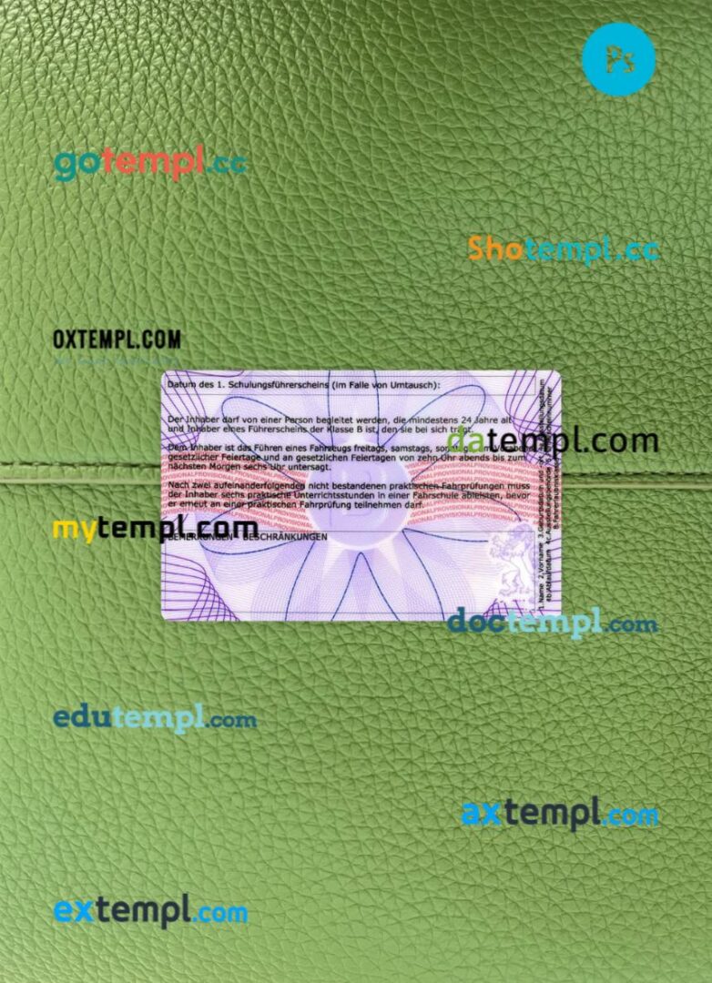Belgium provisional driving license PSD files, scan look and photographed image, 2 in 1 - Image 2