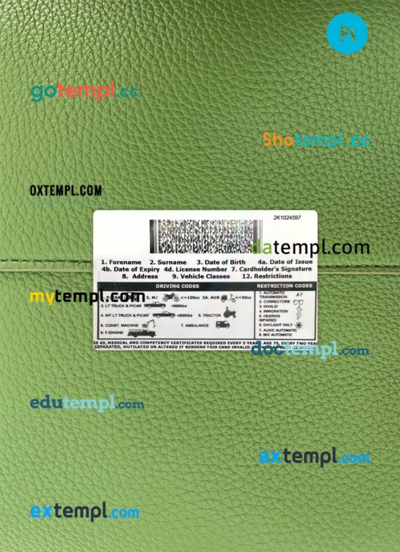 Bermuda driving license PSD files, scan look and photographed image, 2 in 1 - Image 2
