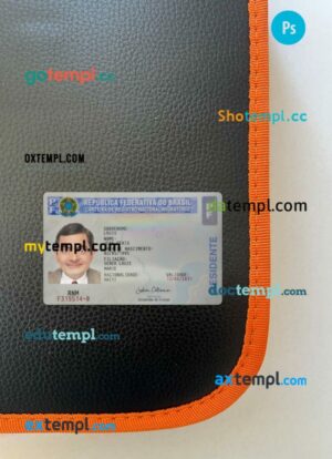 Brazil residence card editable PSD files, scan look and photo-realistic look, 2 in 1, 2022-present