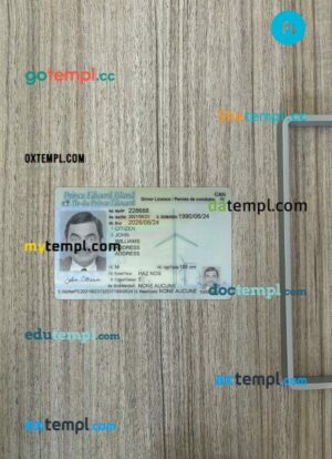 Canada Prince Edward Island driving license PSD files, scan look and photographed image, 2 in 1