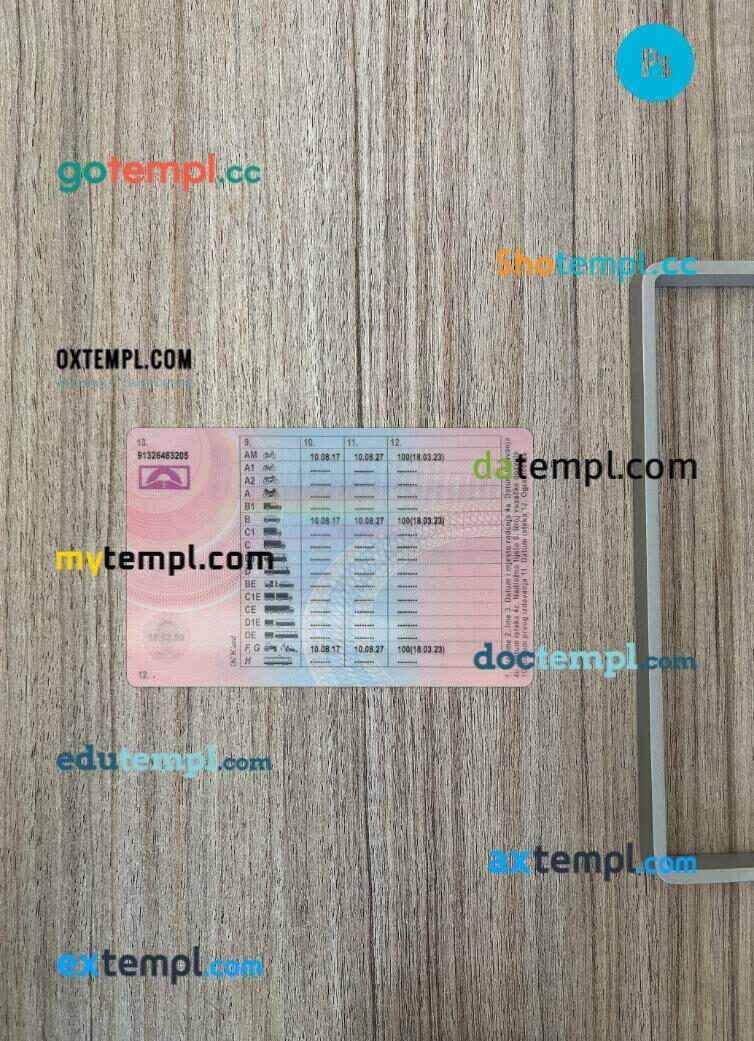 Croatia driving license PSD files, scan look and photographed image, 2 in 1, 2017-present - Image 2