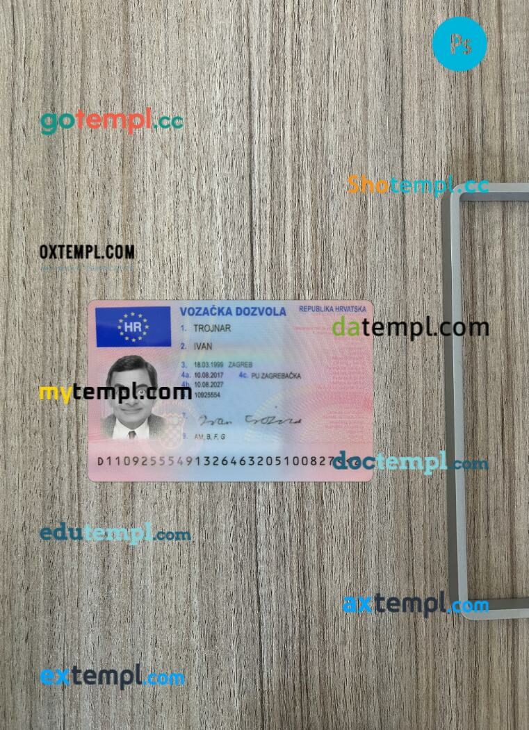 Croatia driving license PSD files, scan look and photographed image, 2 in 1, 2017-present