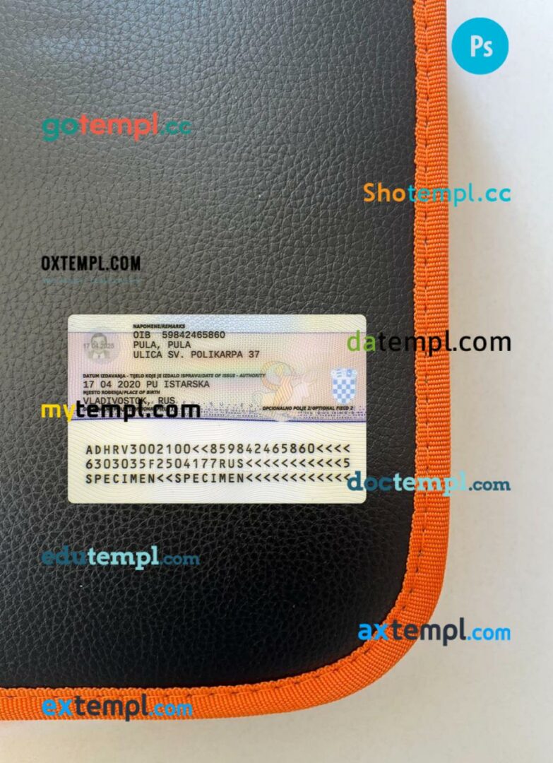 Croatia residence permit editable PSD files, scan look and photo-realistic look, 2 in 1 - Image 2