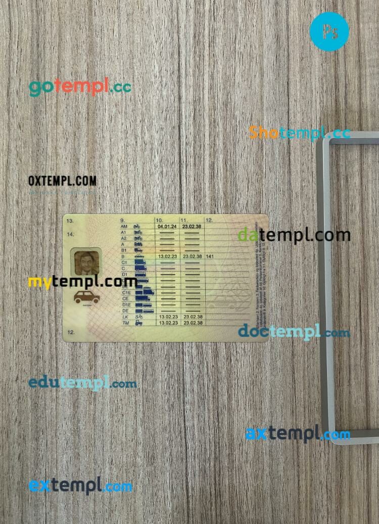 Denmark driving license PSD files, scan look and photographed image, 2 in 1, 2023-present - Image 2