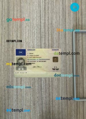 Denmark driving license PSD files, scan look and photographed image, 2 in 1, 2023-present