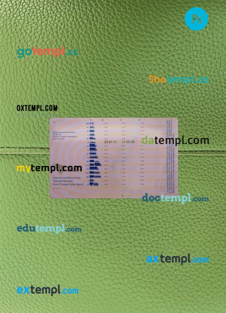 Finland driving license PSD files, scan look and photographed image, 2 in 1, 2013-present - Image 2
