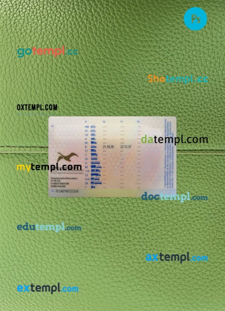 Finland driving license PSD files, scan look and photographed image, 2 in 1, 2022-present - Image 2
