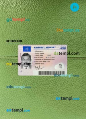 Finland driving license PSD files, scan look and photographed image, 2 in 1, 2022-present