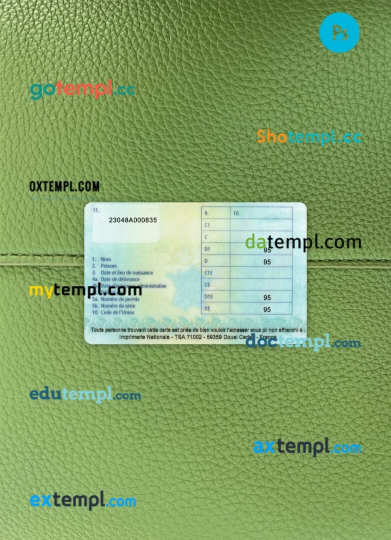 France driving license PSD files, scan look and photographed image, 2 in 1, 2022-present - Image 2
