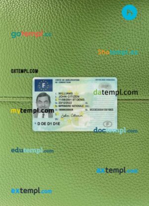 France driving license PSD files, scan look and photographed image, 2 in 1, 2022-present