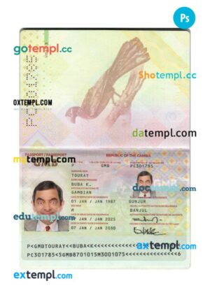 Gambia passport PSD template, 2025-present