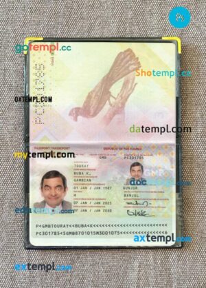 Gambia passport editable PSD files with address page, scan and photo-realistic look, 2025-present