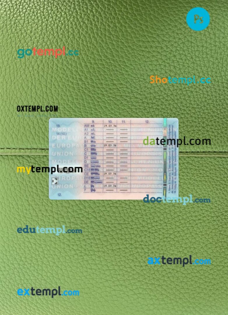 Germany driving license PSD files, scan look and photographed image, 2 in 1, 2021-present - Image 2