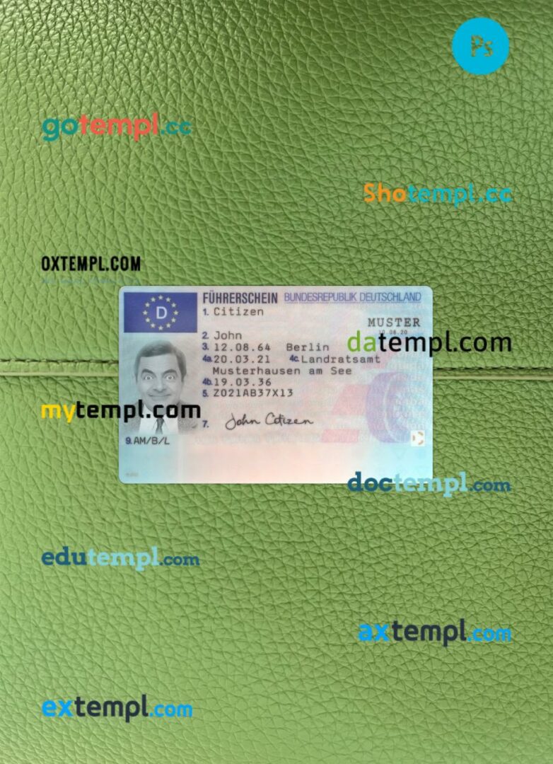 Germany driving license PSD files, scan look and photographed image, 2 in 1, 2021-present