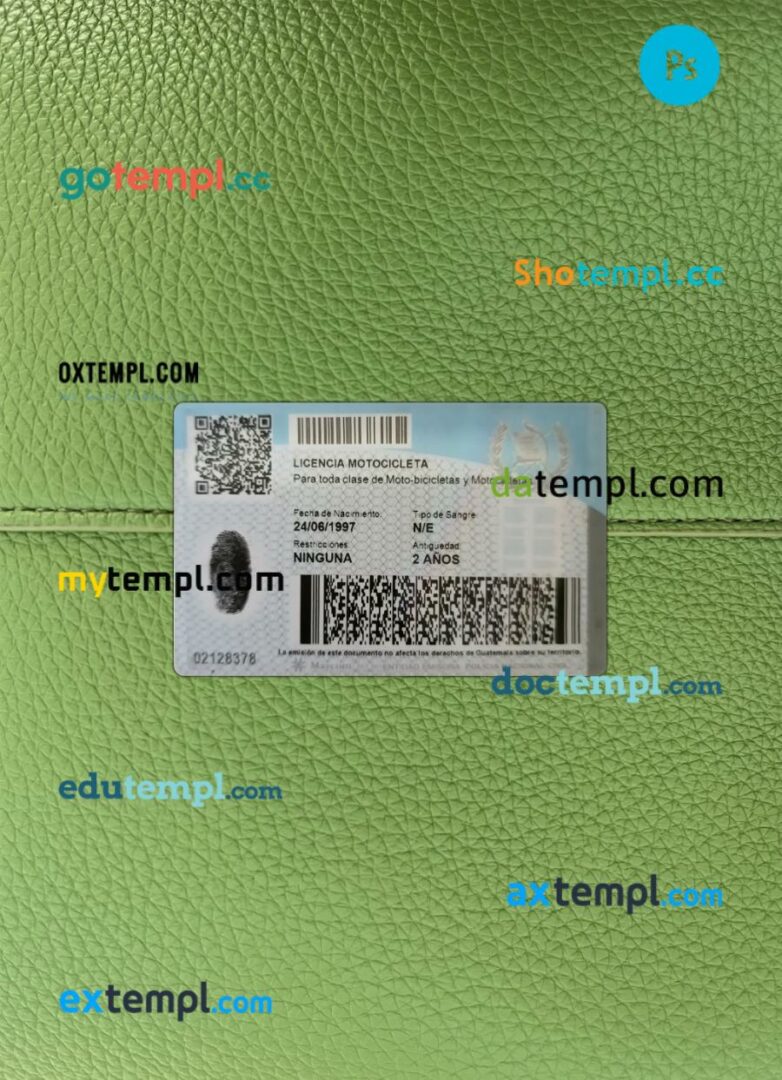 Guatemala driving license PSD files, scan look and photographed image, 2 in 1, 2021-present - Image 2