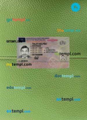 Lithuania driving license PSD files, scan look and photographed image, 2 in 1, 2021-present