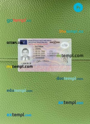 Lithuania driving license PSD files, scan look and photographed image, 2 in 1, 2023-present