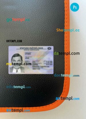 Lithuania residence card editable PSD files, scan look and photo-realistic look, 2 in 1, 2022-present
