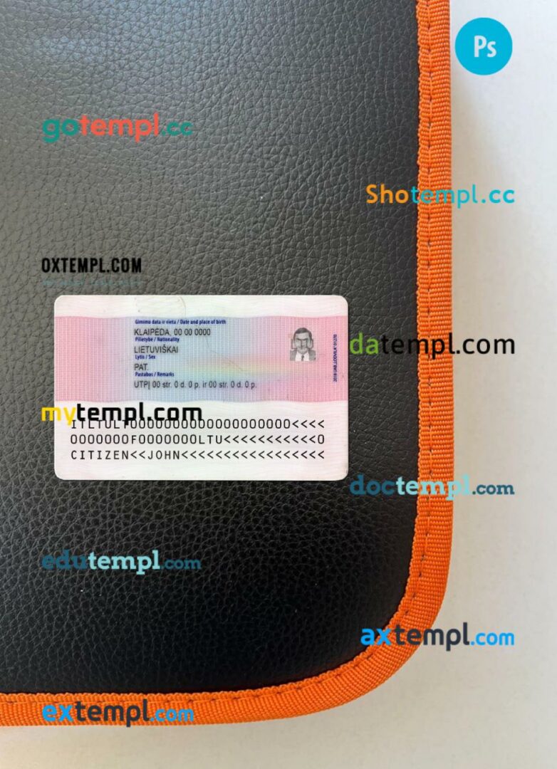 Litva residence card editable PSD files, scan look and photo-realistic look, 2 in 1 - Image 2